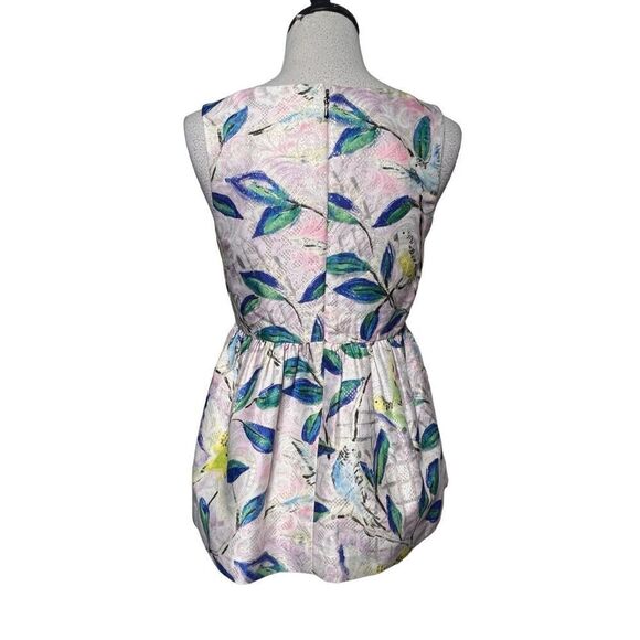 Leifsdottir Anthropologie Sleeveless Metallic Peplum Blouse with Birds Size 2 - Picture 3 of 4